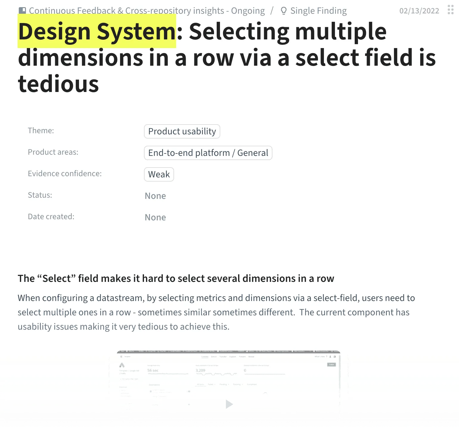 Example from Condens: our UX research repository