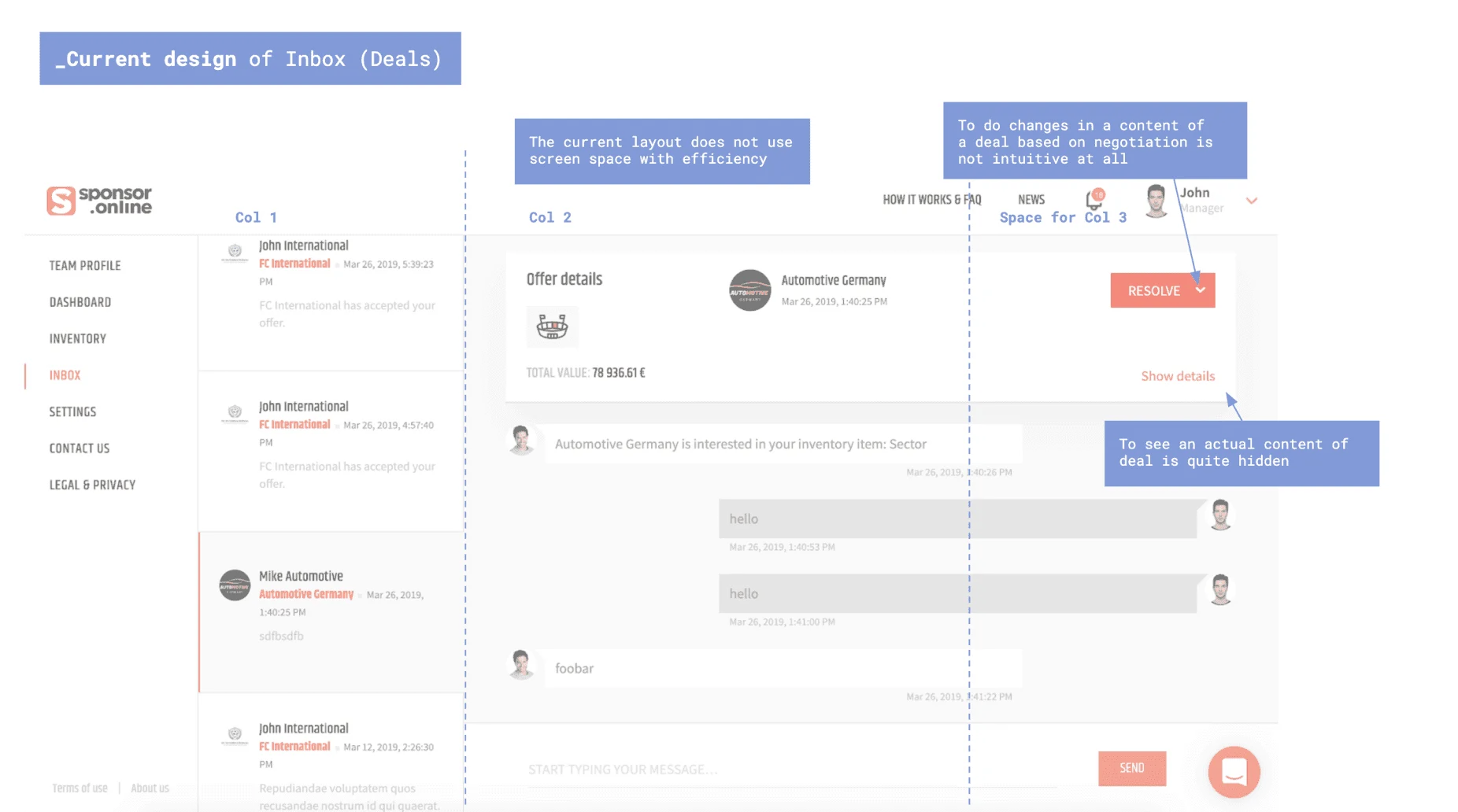Examples of UX/UI audit of "pitch prototypes"