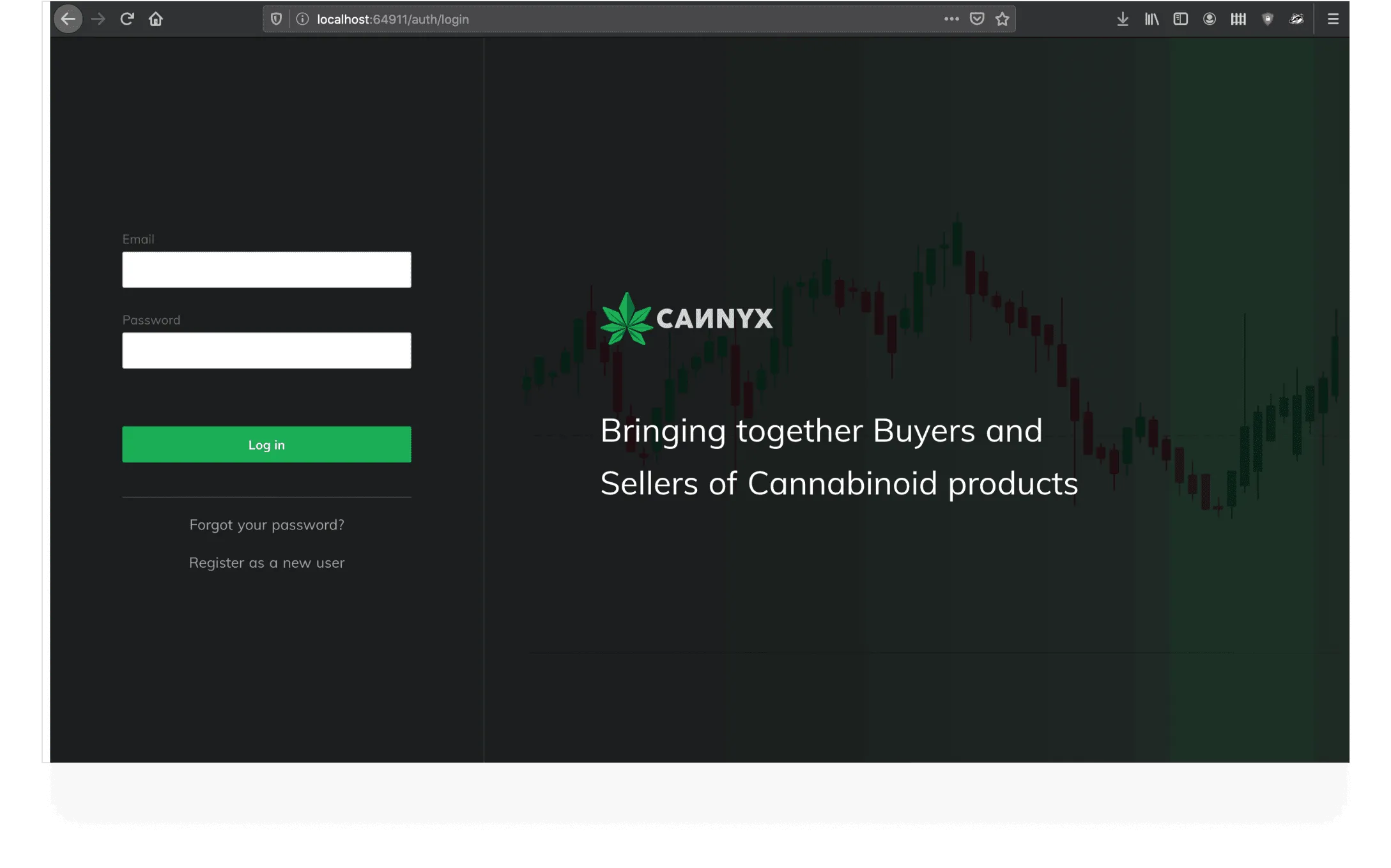 Dark theme login screen