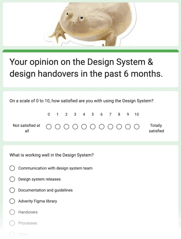 Initial survey via Google Forms